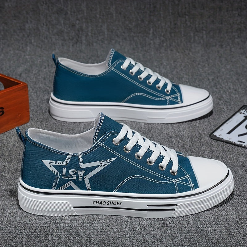 Men's Star Print Canvas Low Top Sneaker