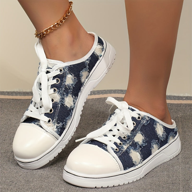 Women's Denim Flat Canvas Shoes Lightweight Low Top Sport Shoes