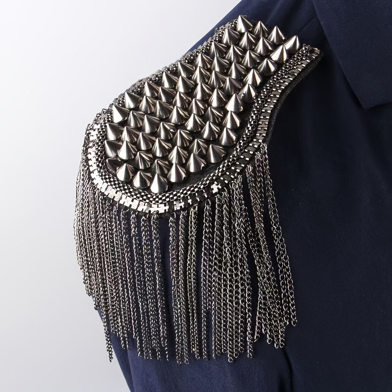 Riveted Suit Epaulette Chain Punk Fringe Costume Accessories