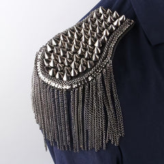 Riveted Suit Epaulette Chain Punk Fringe Costume Accessories