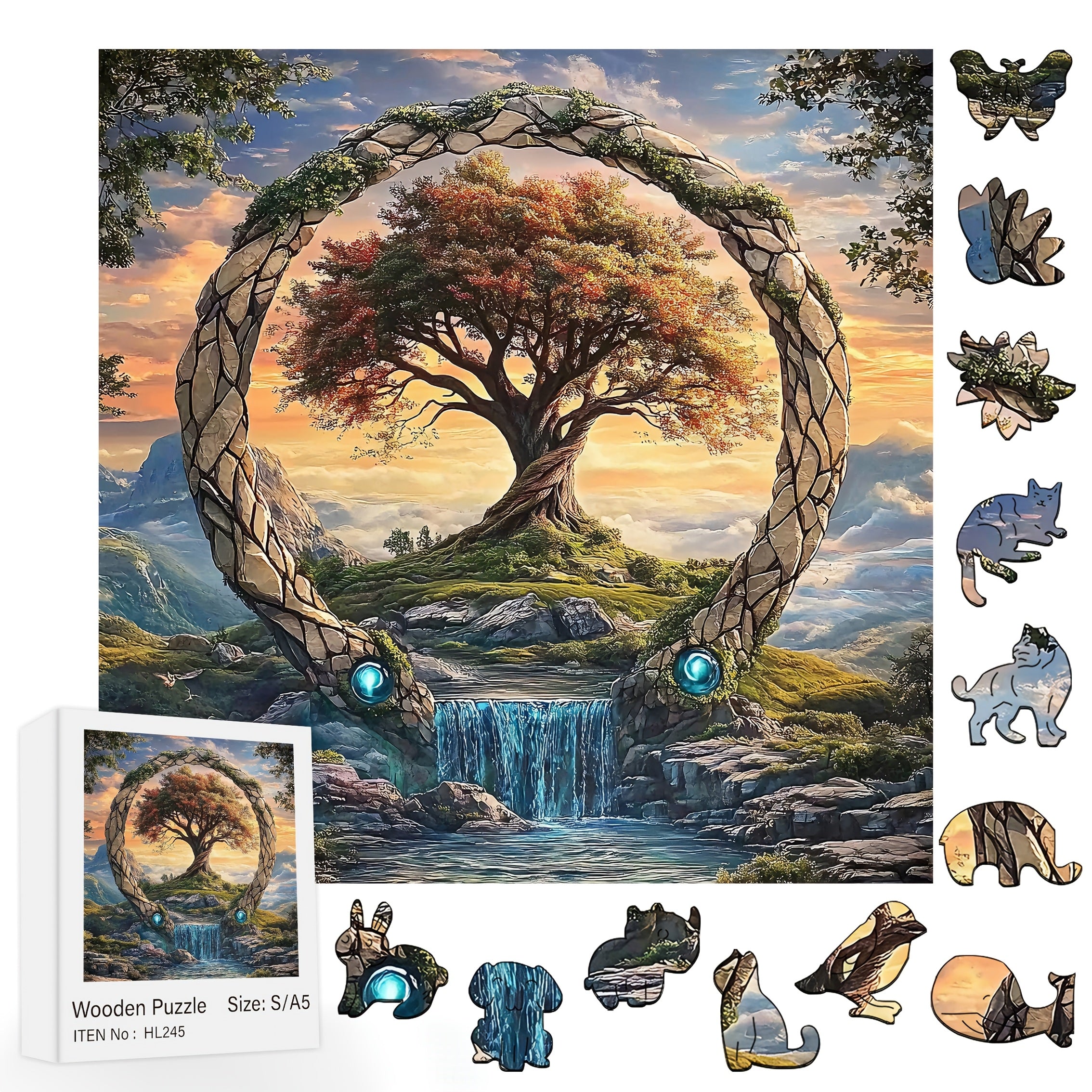 Fantasy Forest Wooden Puzzle High Difficulty Brain Teaser for Adults & Teens