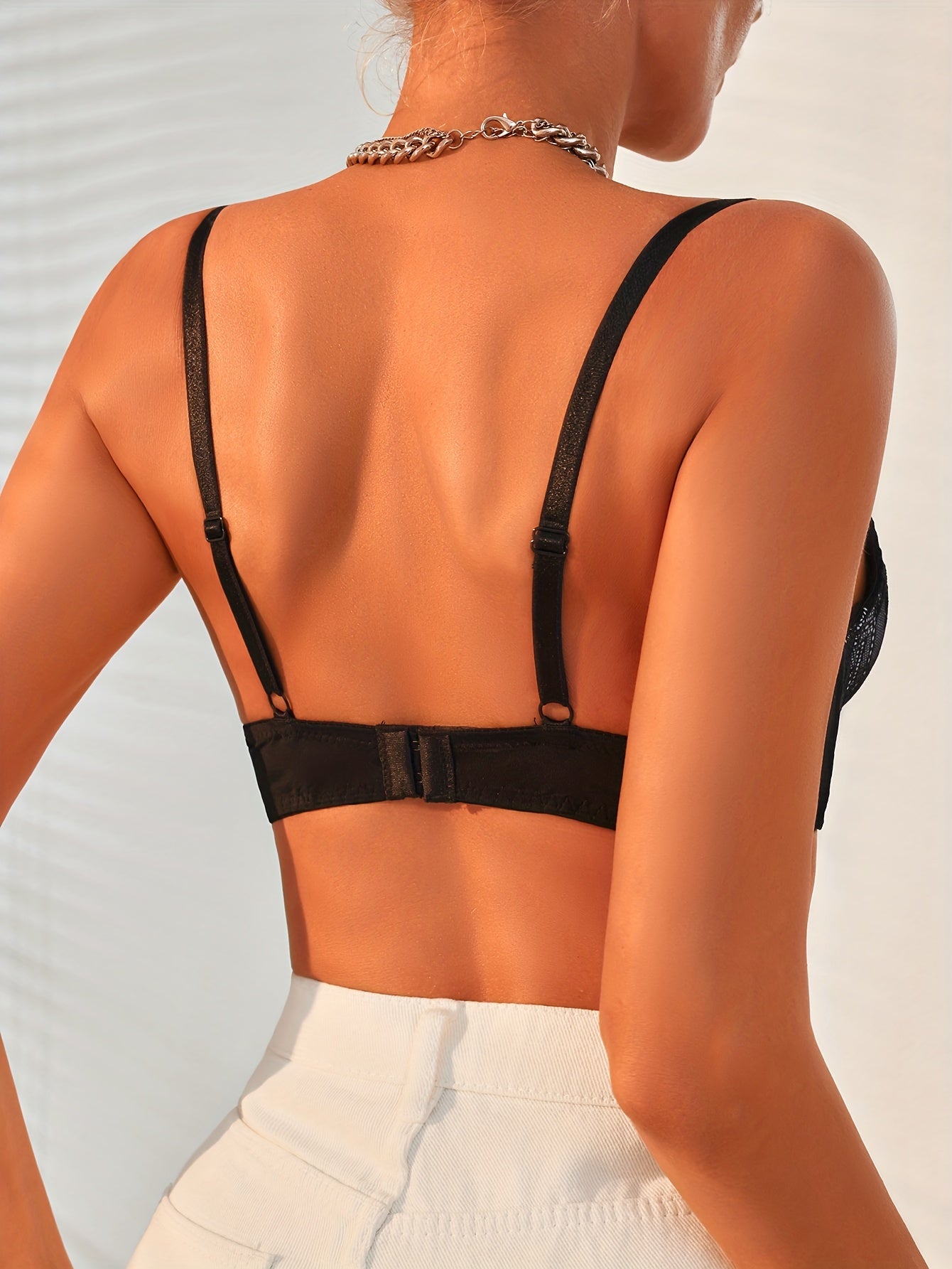 Lace Push Up Bra Scallop Trim Comfy Breathable