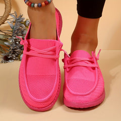 Women's Flying Woven Boat Shoes Lace-Up Slip-On Sneakers