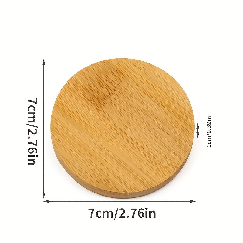 2pcs Small Round Mirror Bamboo Compact Makeup Vanity Mirror