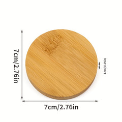 2pcs Small Round Mirror Bamboo Compact Makeup Vanity Mirror