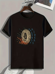 Burning Tyre Print Men's Graphic T shirt Casual Comfy Tees