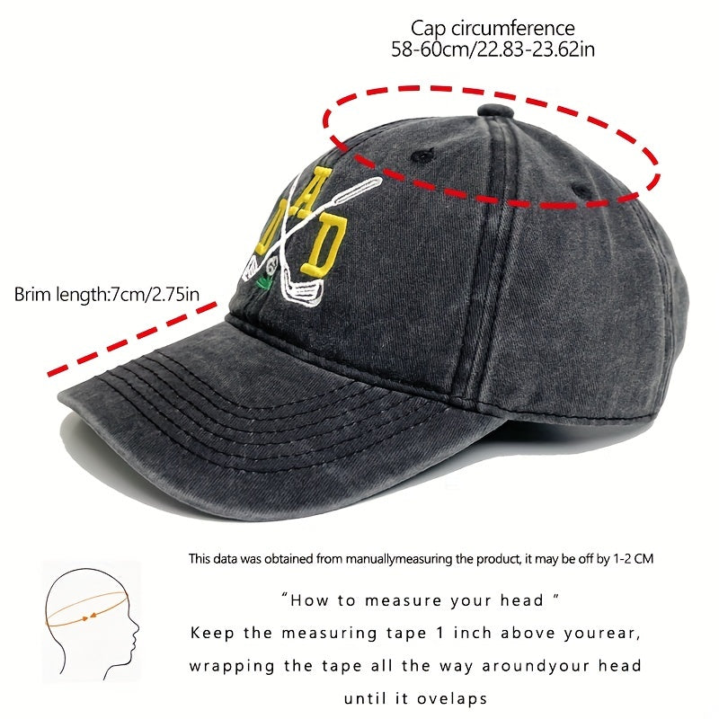Distressed Gray Golf Baseball Cap Embroidery Unisex Adjustable Sun Hats