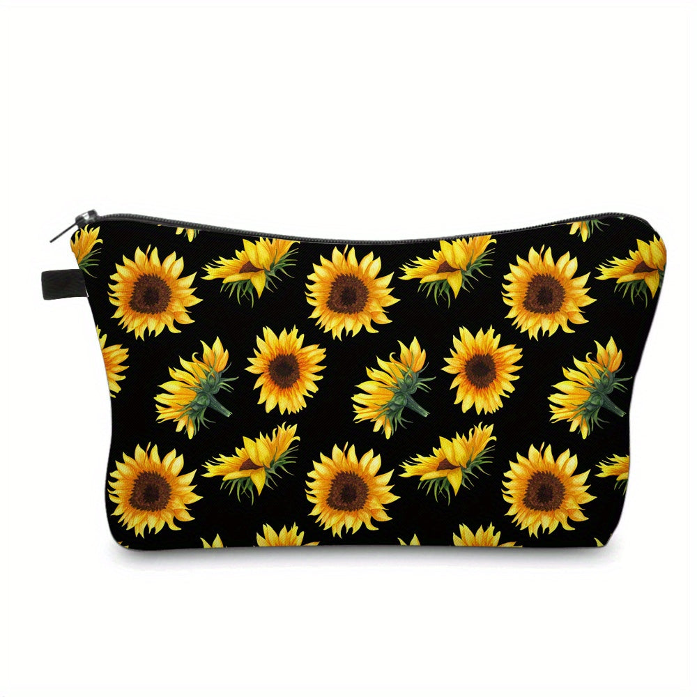 Sunflower Flowers Cosmetic Bag Waterproof Makeup Toiletry Pouch