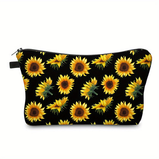 Sunflower Flowers Cosmetic Bag Waterproof Makeup Toiletry Pouch