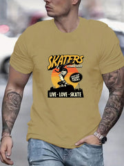 Skater Boy Graphic Crew Neck T-shirt for Men