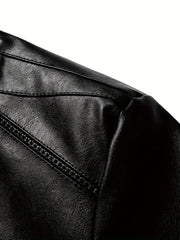 Men's Windproof PU Leather Jacket Outdoor Wear