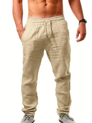 Solid Drawstring Sweatpants Loose Fit Pants Men's Casual Joggers