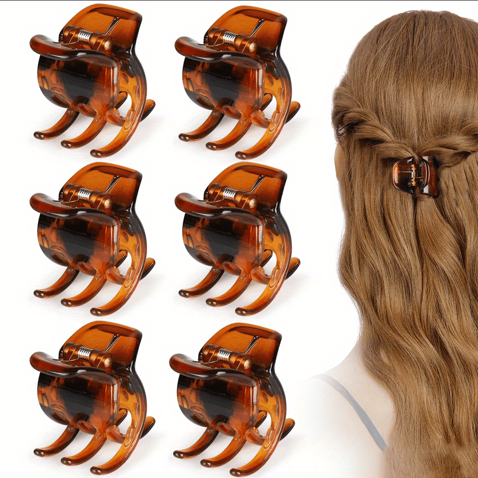 6pcs Solid Hair Claw Clip Boho Non Slip Hair Styling Accessory