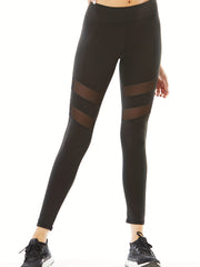High Elastic Mesh Insert Yoga Leggings Women's Activewear