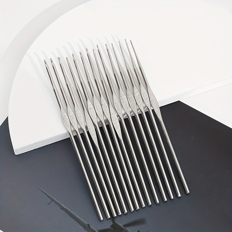 12pcs Metal Iron Crochet Hook Set Single Head Crochet Tool for Diy Knitting