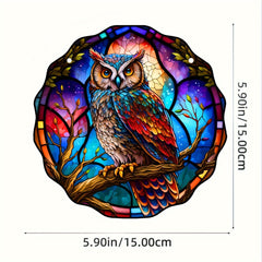 Colorful Owl Stained Acrylic Window Suncatcher Handicraft Gift