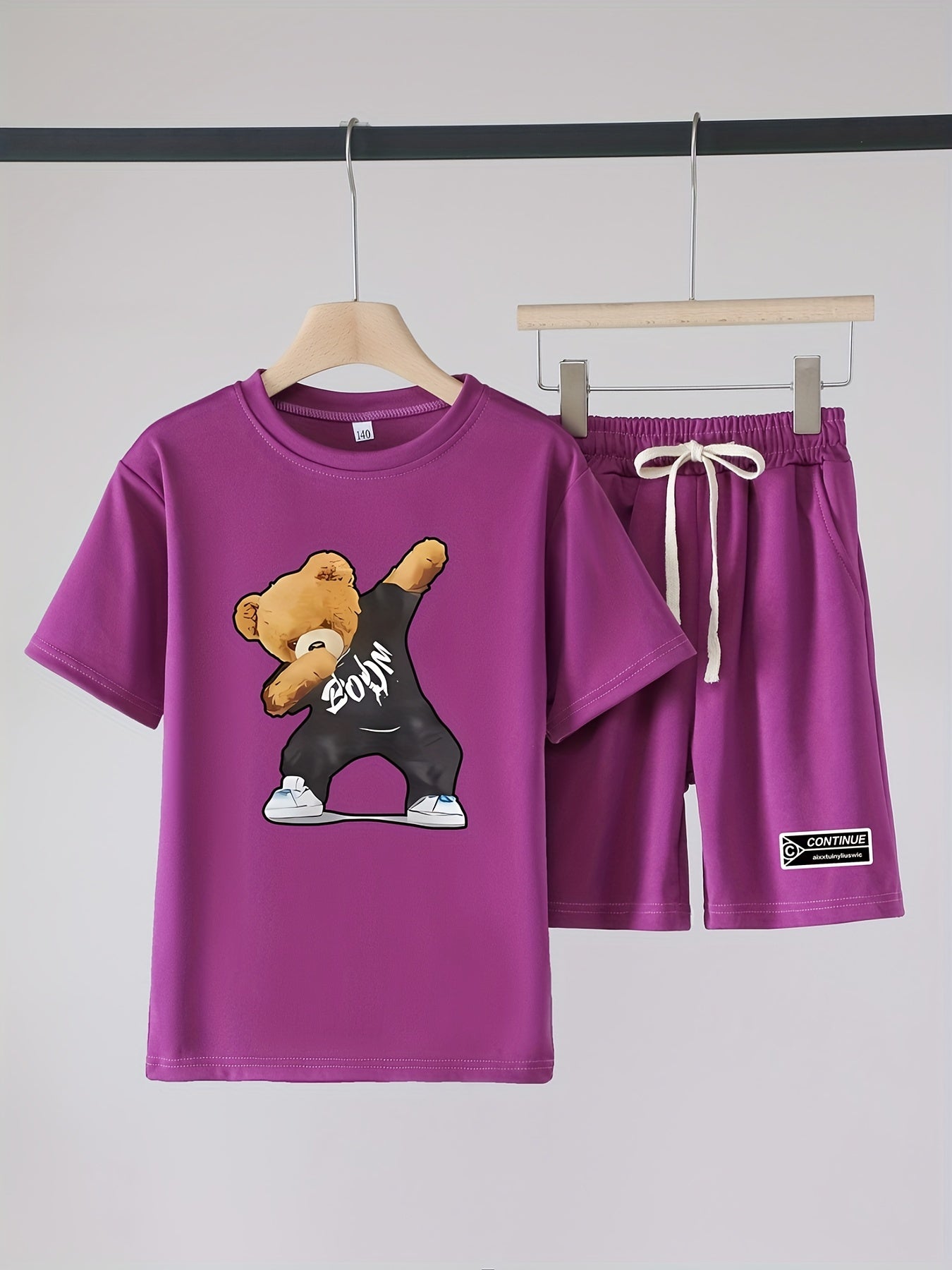 Boys Dancing Bear Graphic Print T-Shirt & Shorts Set