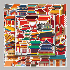 50pcs Chinese Ancient Architecture Mortise And Tenon Stickers