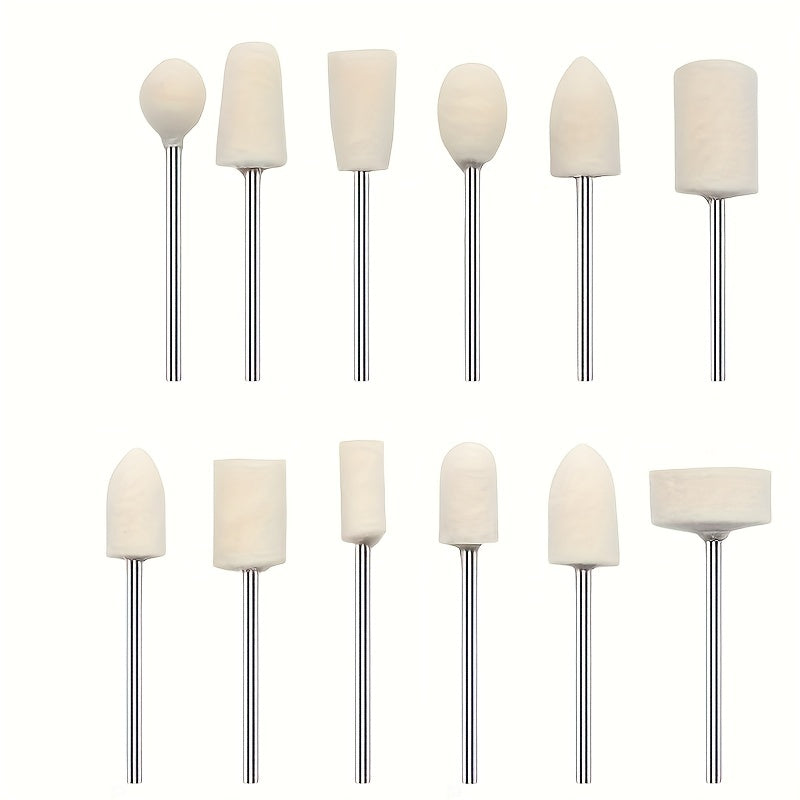 12pcs Polishing Buffing Wheels Wool Felt Mandrel Mounted Grinding Polishing Kit