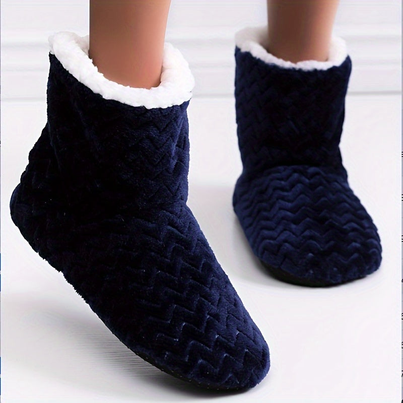 Women's Plush House Boots Slip-On Fuzzy Comfy Short Boots