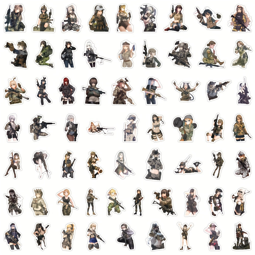 Female Soldier Stickers for Laptop Phone Luggage