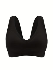 Seamless Solid High Stretch Invisible Bra with Removable Pads