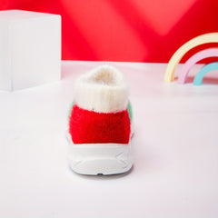 Girl's Christmas Style Slip On Sock Shoes Comfy Non Slip Thermal Sneakers