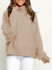 Batwing Sleeve Turtle Neck Sweater Loose Fit Casual Pullover