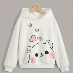 Girls' Pretty Cat Graphic Hooded Sweatshirt