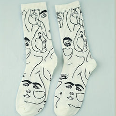 Abstract Pattern Crew Socks Soft & Comfy Women's Mid Tube Stockings