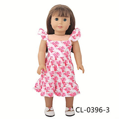 Doll Clothes 45 72 Cm Flying Sleeve Print Dress