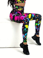 Graffiti Yoga Leggings High Waist Tummy Control Butt Lifting Pants