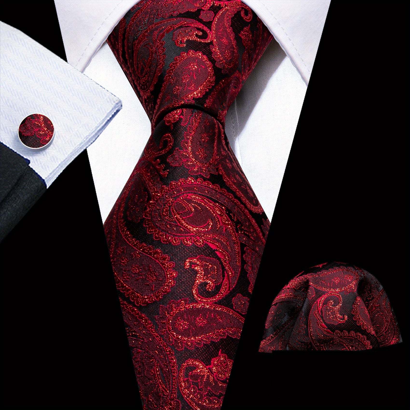 Barry Wang Paisley Jacquard Tie Set