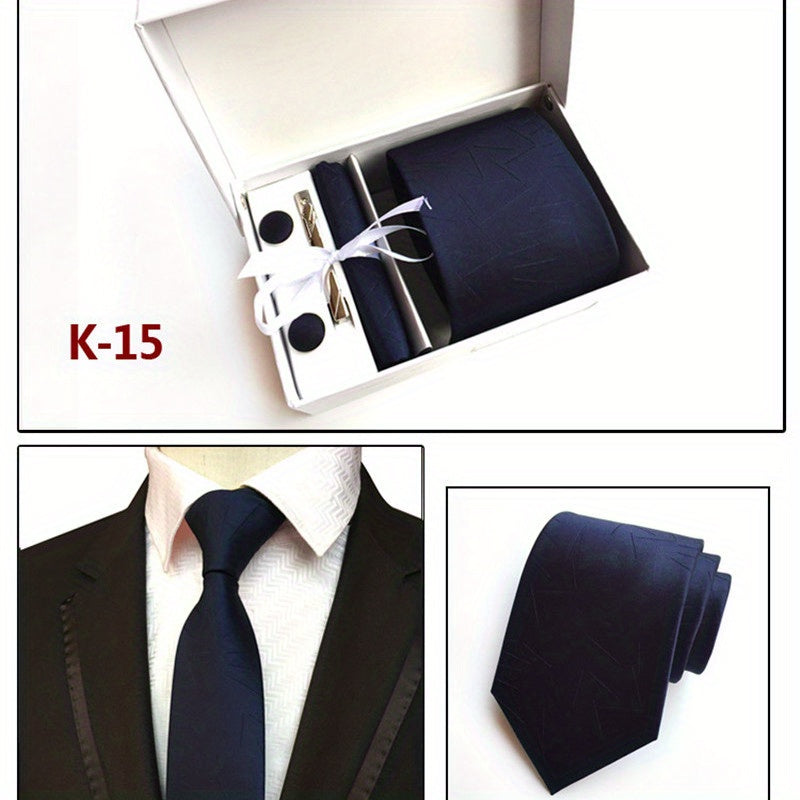 6 pc Men's Solid Stripe Tie Set Business Dress Tie Gift Bag