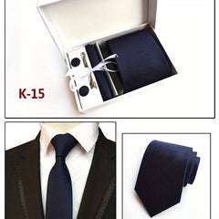 6 pc Men's Solid Stripe Tie Set Business Dress Tie Gift Bag