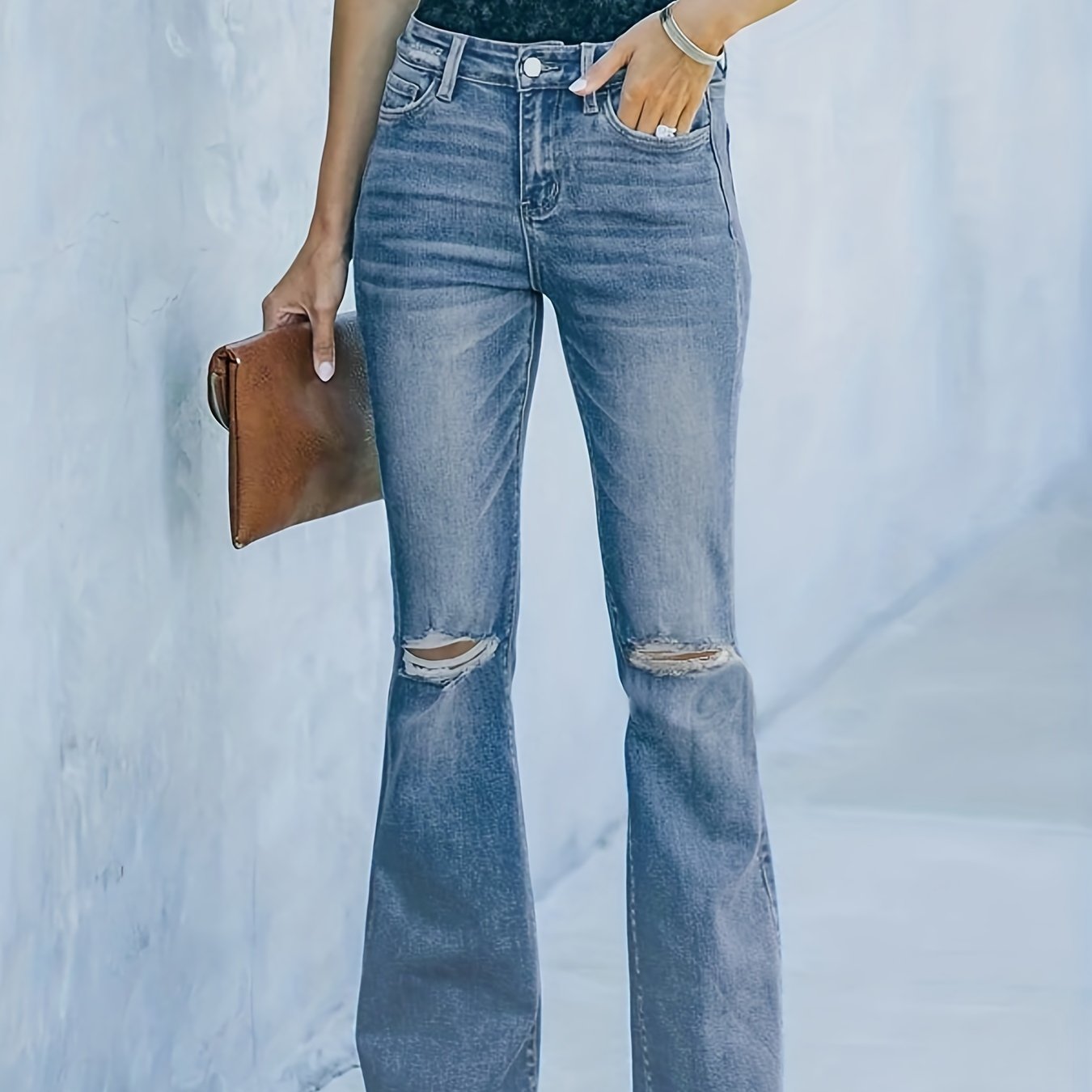 Slight Stretch Flared Leg Jeans