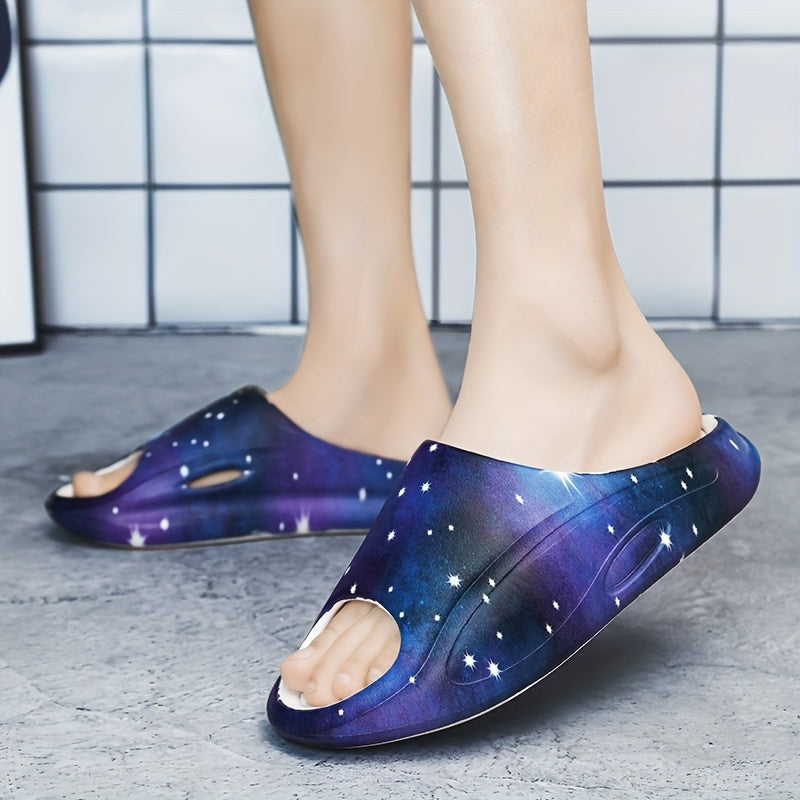 Men's Starry Sky Print Platform Slides