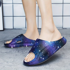 Men's Starry Sky Print Platform Slides
