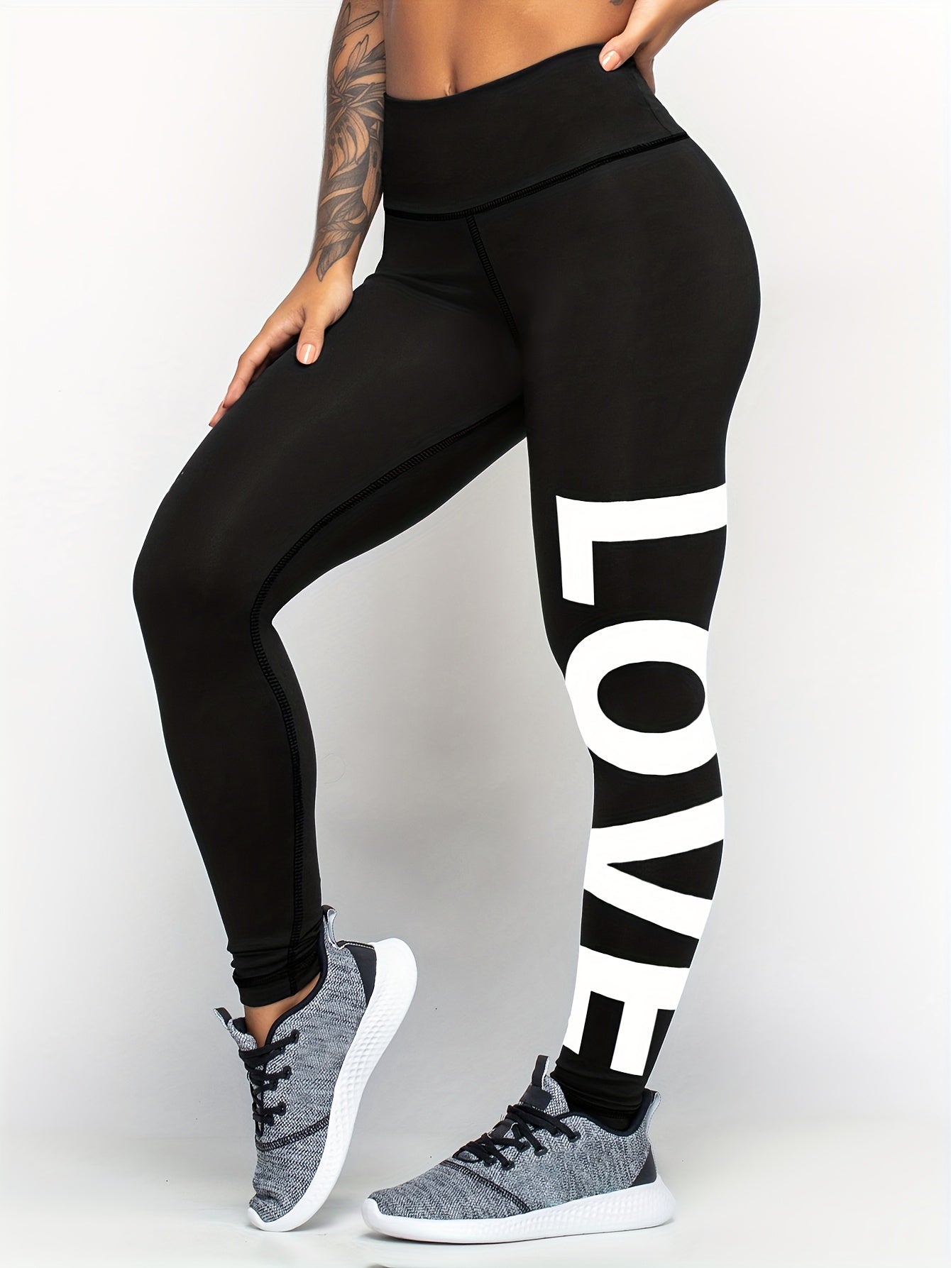 Letter Pattern Yoga Pants High Stretch Fitness Leggings