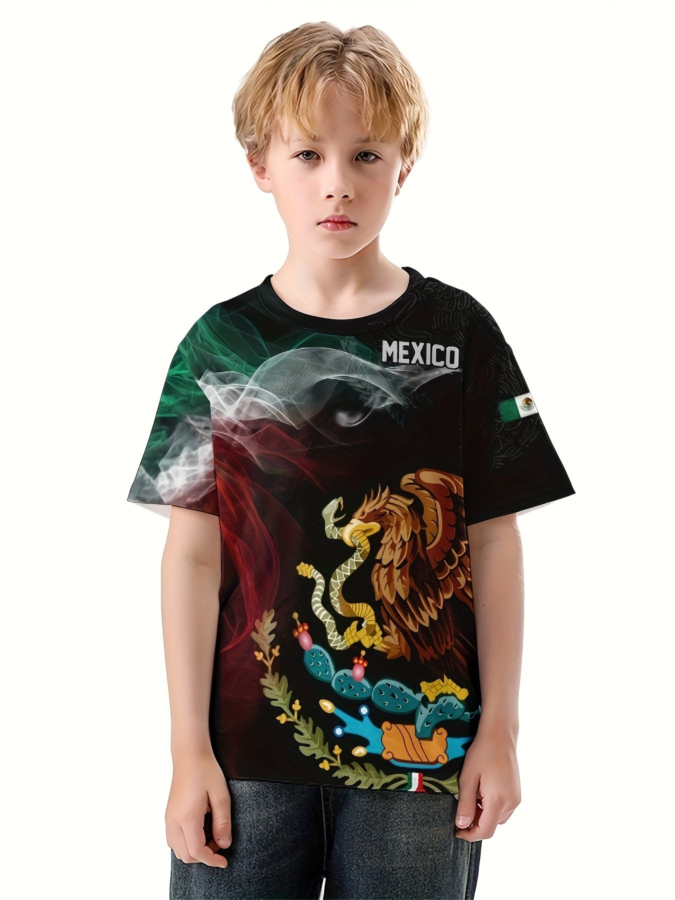 Eagle 3D Print Boys T Shirt Short Sleeve Tee For Kids