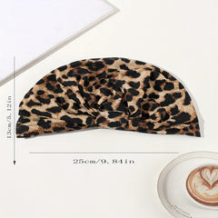 Leopard Print Turban Cap Brown Head Wrap Hijab Lightweight Chemo Hats Beanie