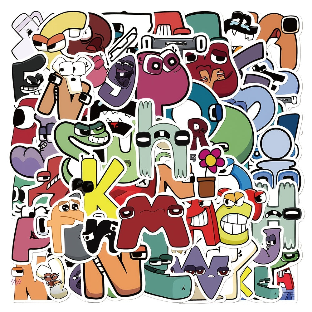 52pcs Cartoon Alphabet Lore Stickers Waterproof Decoration