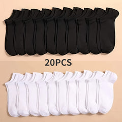 20 Pairs Casual Ankle Socks Anti-Odor Sweat-Absorbing Low Cut Socks