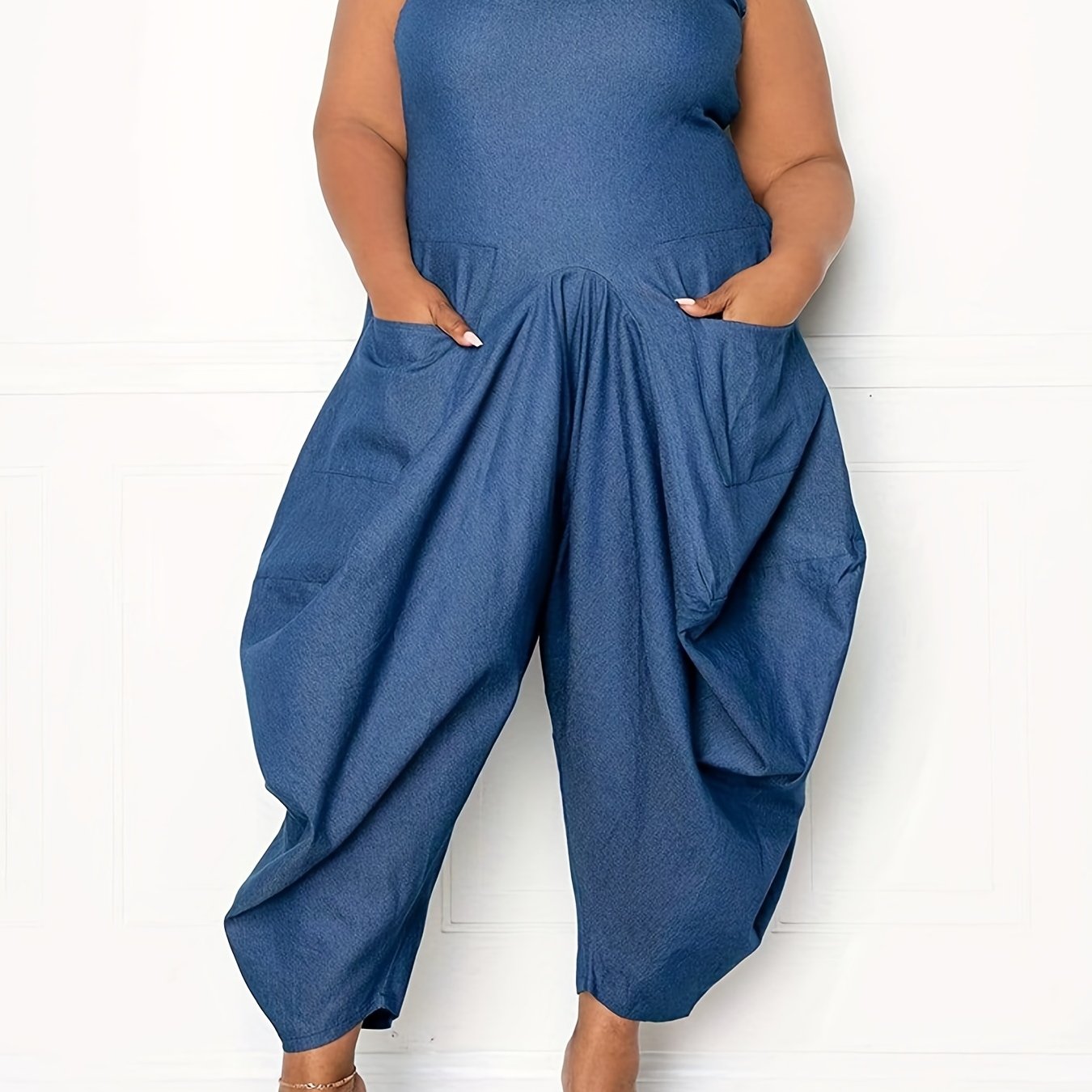Casual Jumpsuit Women's Plus Solid Harem Jumpsuit