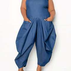 Casual Jumpsuit Women's Plus Solid Harem Jumpsuit