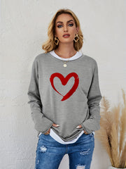 Smiling Face Heart Long Sleeve Top Women's Athleisure