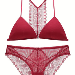 Lace Stitching Bra & Panties Set Women's Lingerie