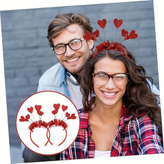 2pcs Heart Sequin Holiday Headbands Pom Pom Plastic Headband
