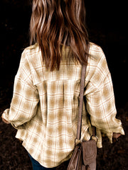 Plaid Print Long Sleeve Button Up Blouse
