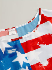 Flag Print Pompom Trim Cover Up for Plus Size